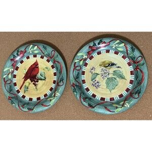 TWO Lenox Winter Greetings Everyday Goldfinch Dinner P -10.75" Catherine McClung